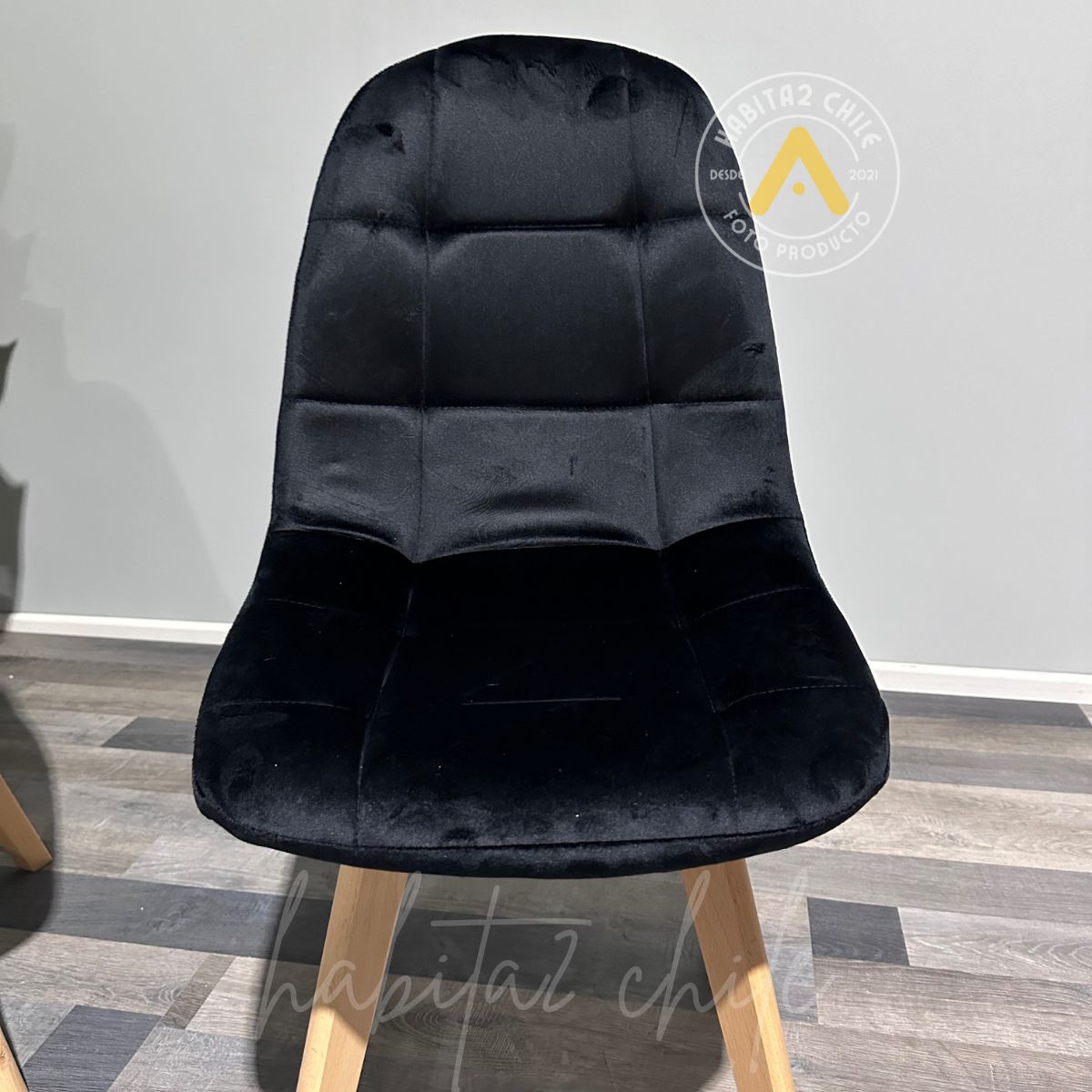 HABITA2 CHILE - Silla Comedor Felpa Capitone - Negro