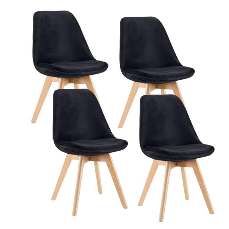 GENERICO - Pack 4 silla comedor Tulip Terciopelo - Negro