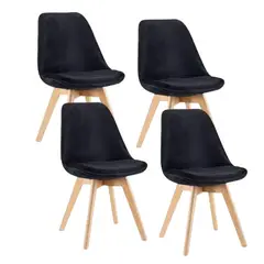 GENERICO - Pack 4 silla comedor Tulip Terciopelo - Negro
