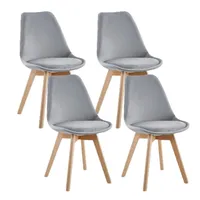 Pack 4 silla comedor Tulip Terciopelo - Gris