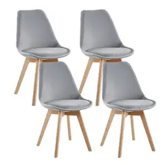 GENERICO - Pack 4 silla comedor Tulip Terciopelo - Gris