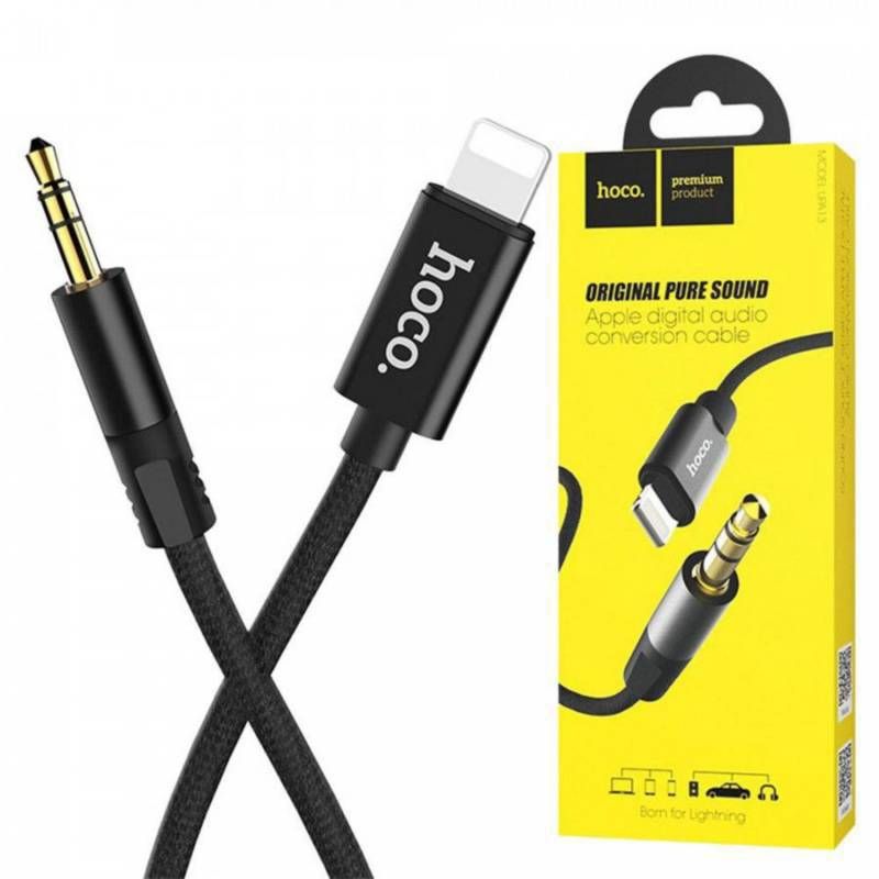 HOCO - Cable Audio Lightning a jack 3,5 mm Auxiliar Negro