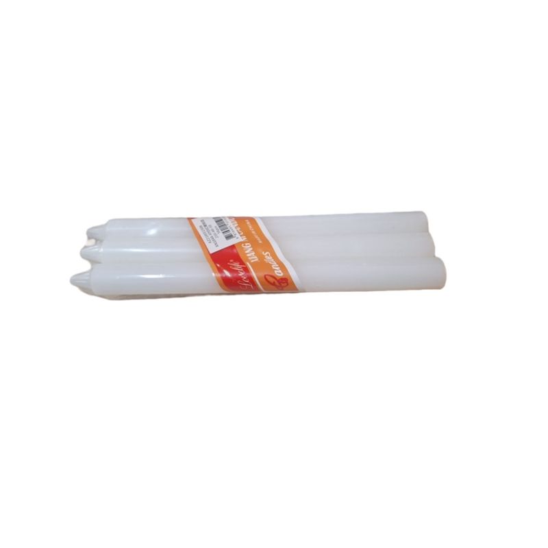 GENERICO - PACK 6 VELAS BLANCAS DE ILUMINACION 20 X 1,7 CM