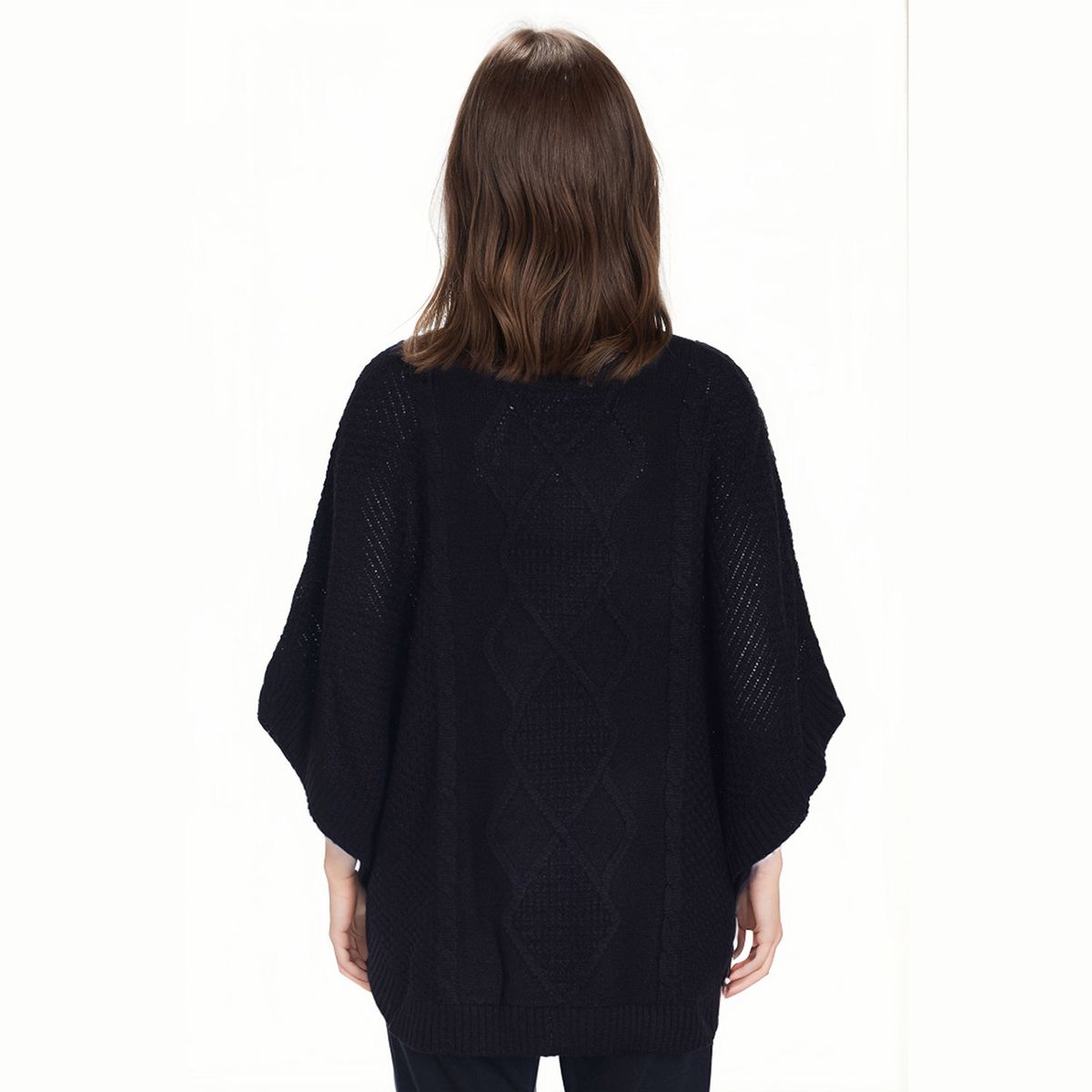 FASHION'S PARK - Sweater Mujer Poncho Negro Fashion's Park