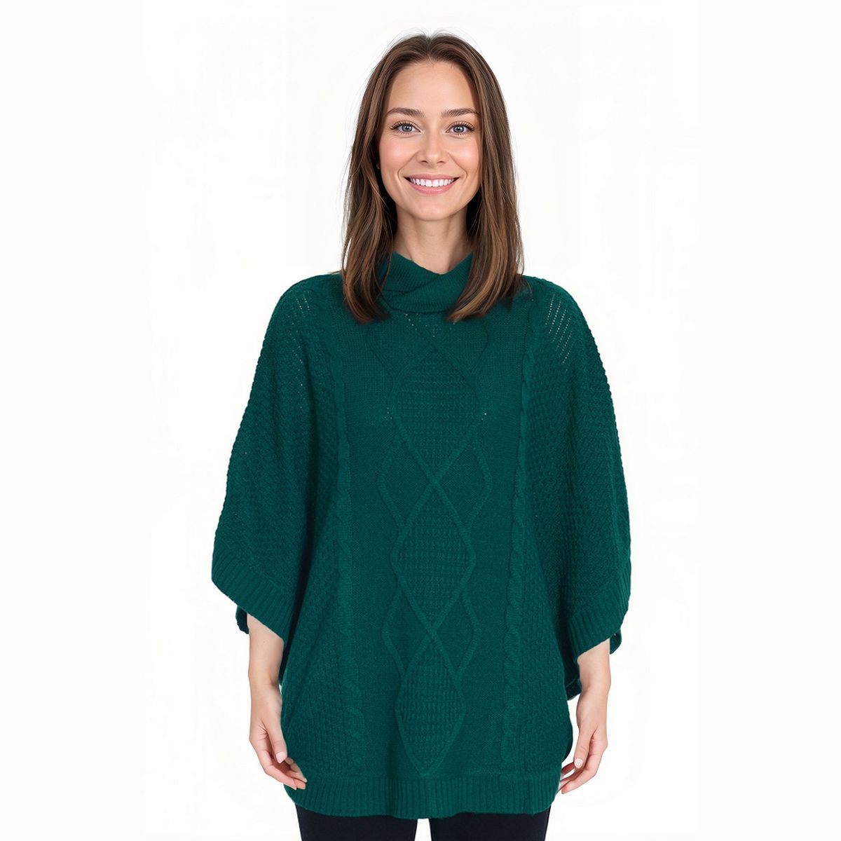 FASHION'S PARK - Sweater Mujer Poncho Verde Fashion's Park