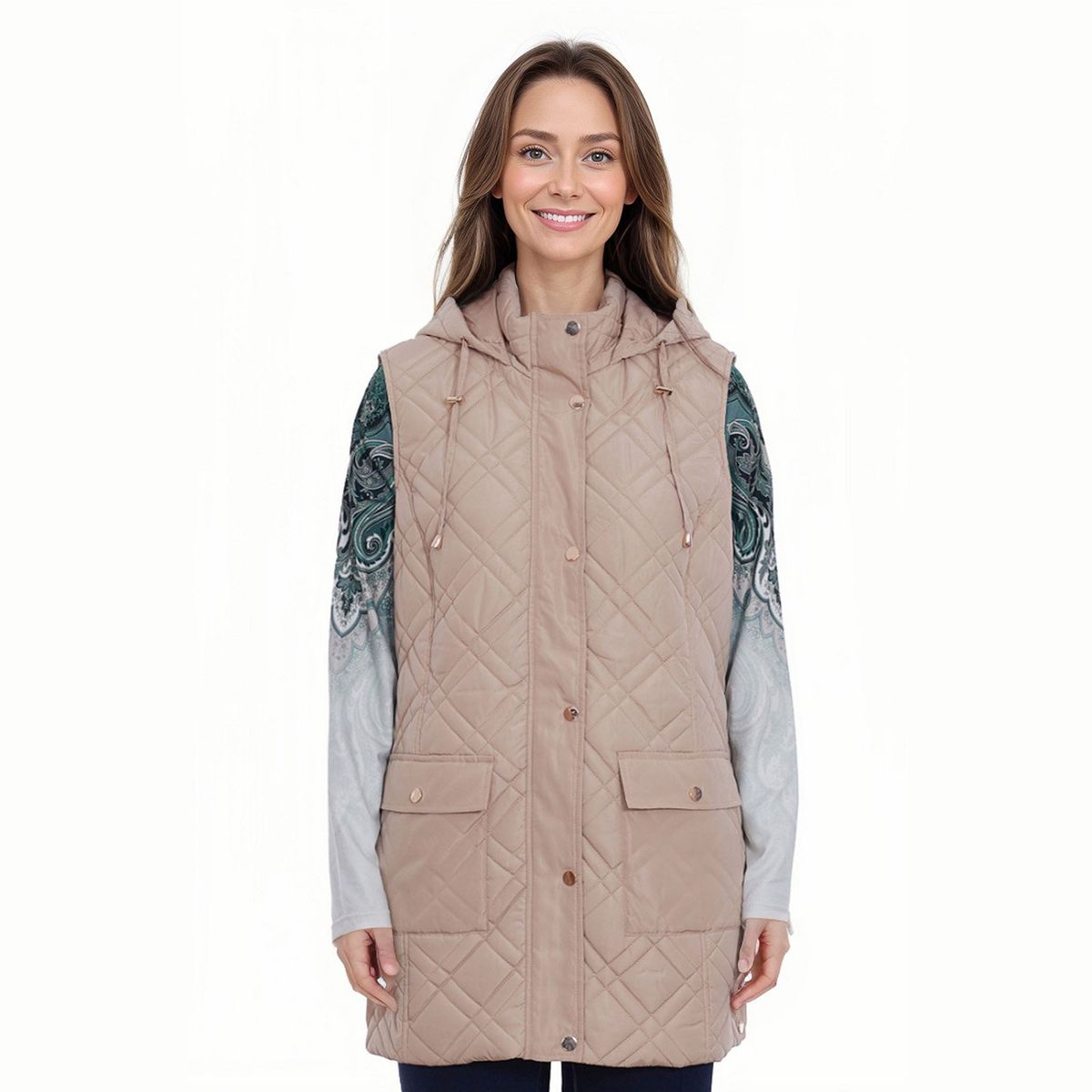 FASHION'S PARK - Parka Mujer Larga Con Bolsillo Beige Fashion's Park
