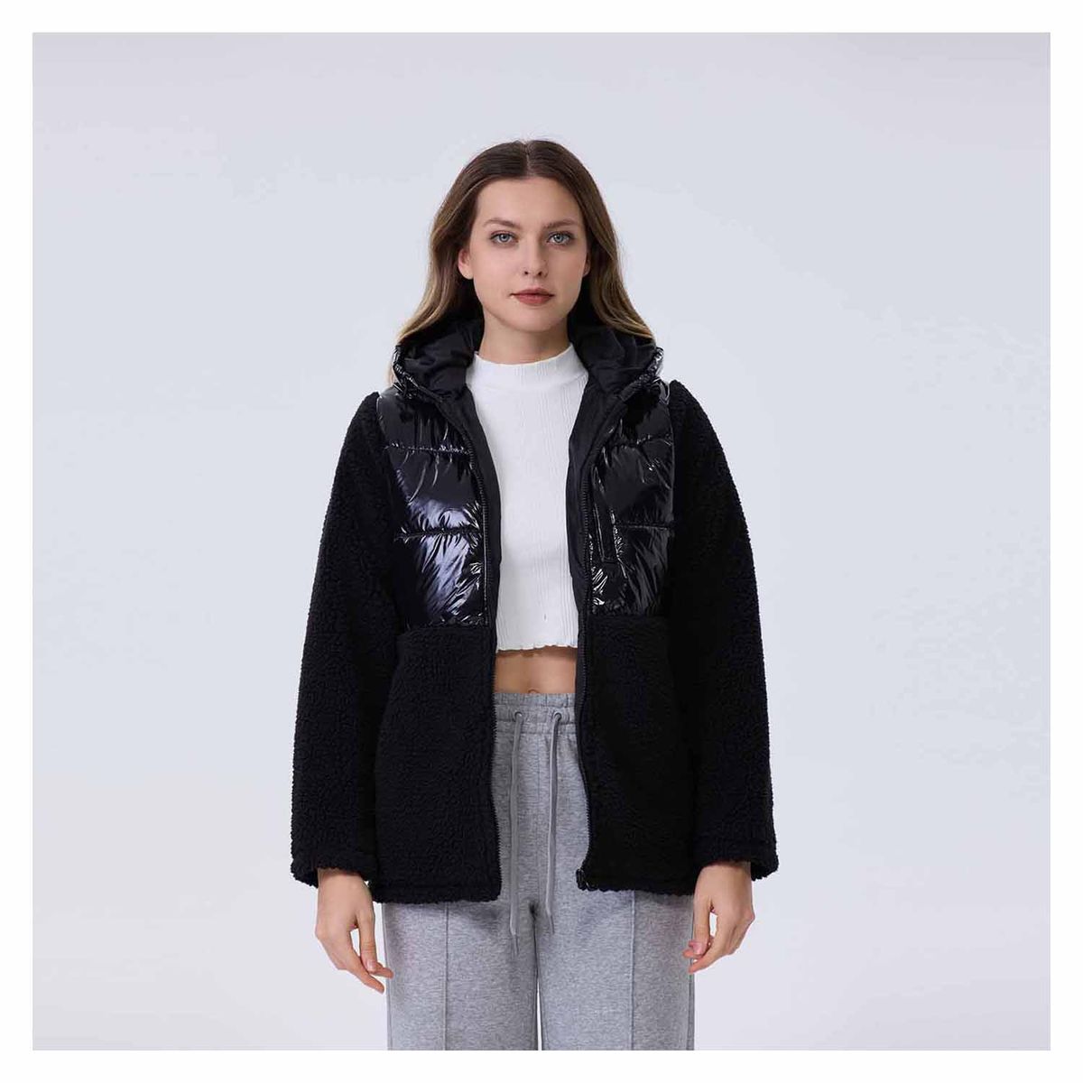 FASHION'S PARK - Polar Mujer Con Bolsillo Negro Fashion's Park