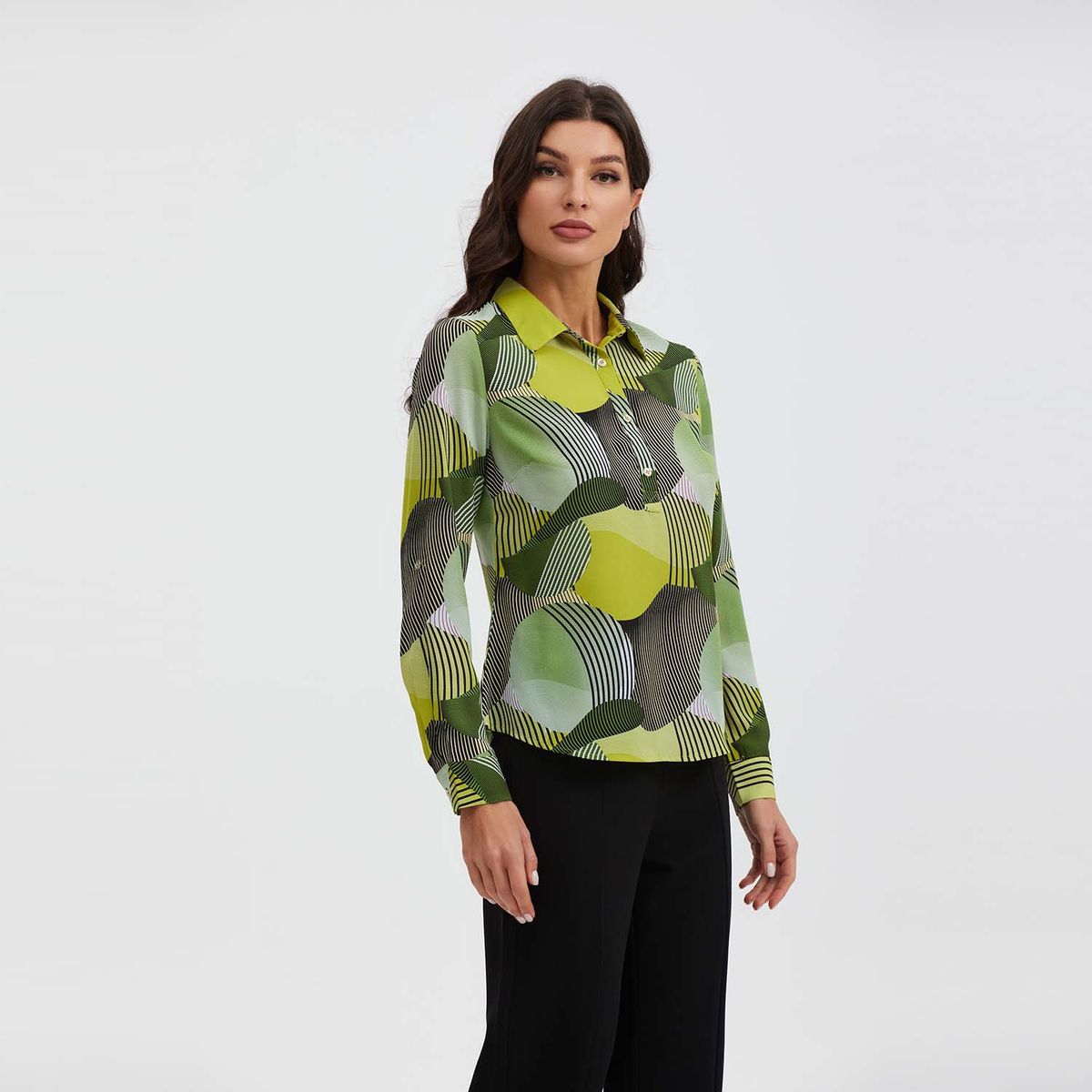 FASHION'S PARK - Blusa Mujer Con Media Pata Full Rapport Verde Fashion's Park