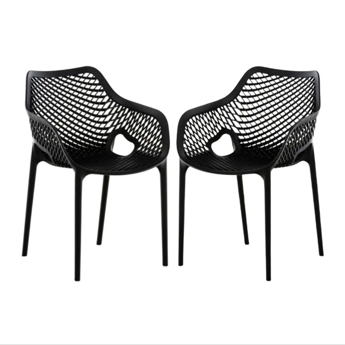 HABITA2 CHILE - Pack 2 Butaca Silla con Apoyabrazos Polipropileno City - Negro