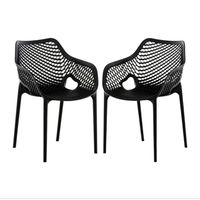Pack 2 Butaca Silla con Apoyabrazos Polipropileno City - Negro