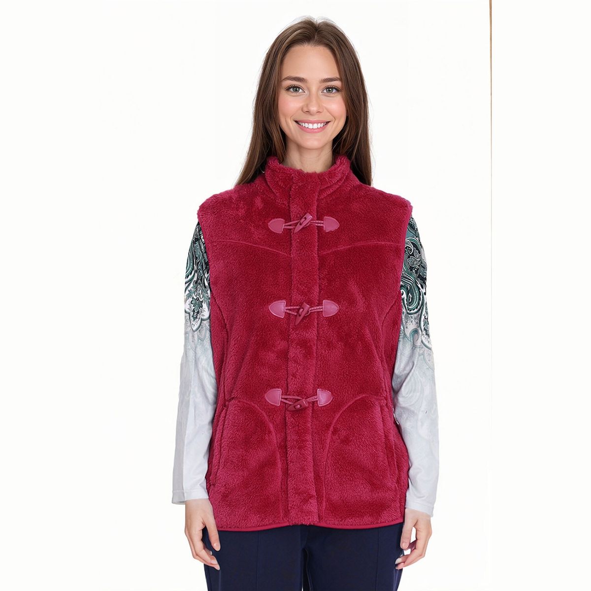 FASHION'S PARK - Polar Mujer Estilo Montgomery Magenta Fashion's Park