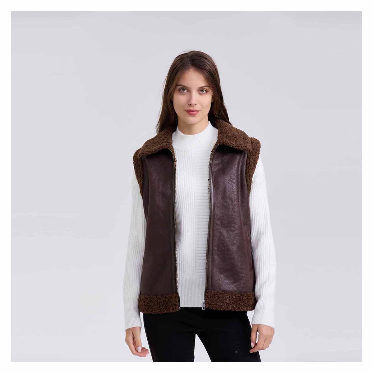 FASHION'S PARK - Chaqueta Mujer Efecto Cuero Corta Cafe Moro Fashion's Park._