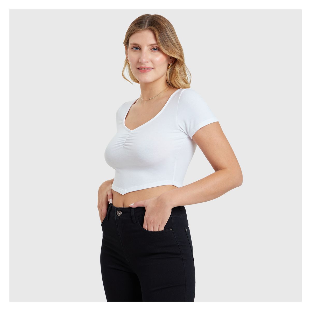 FASHION'S PARK - Polera Top Escote Corazón Blanco Fashion's Park