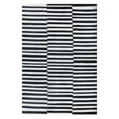 CONSORCIO PERSA - Alfombra de Lana blanco y negro, Kelim Stripe 1.80 x 1.20 mts.