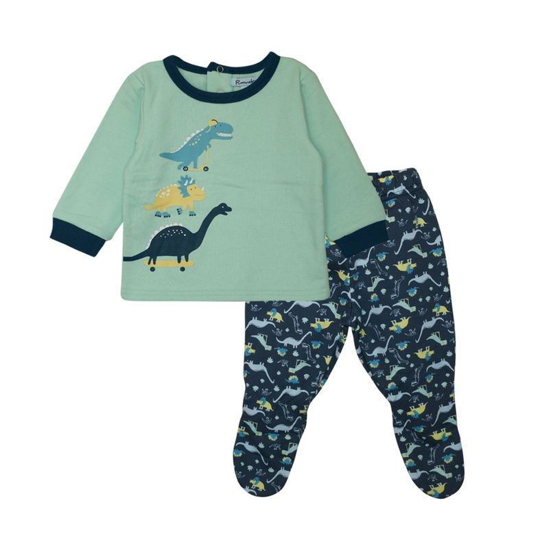 PUMUCKI - Pijama Franela Verde de Dinosaurio Pumucki