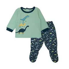 PUMUCKI - Pijama Franela Verde de Dinosaurio