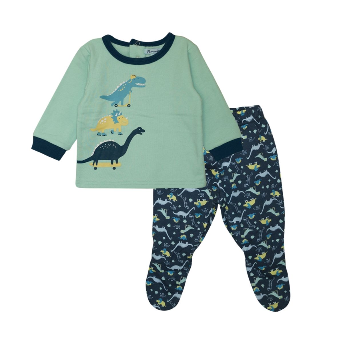 PUMUCKI - Pijama Franela Verde de Dinosaurio Pumucki