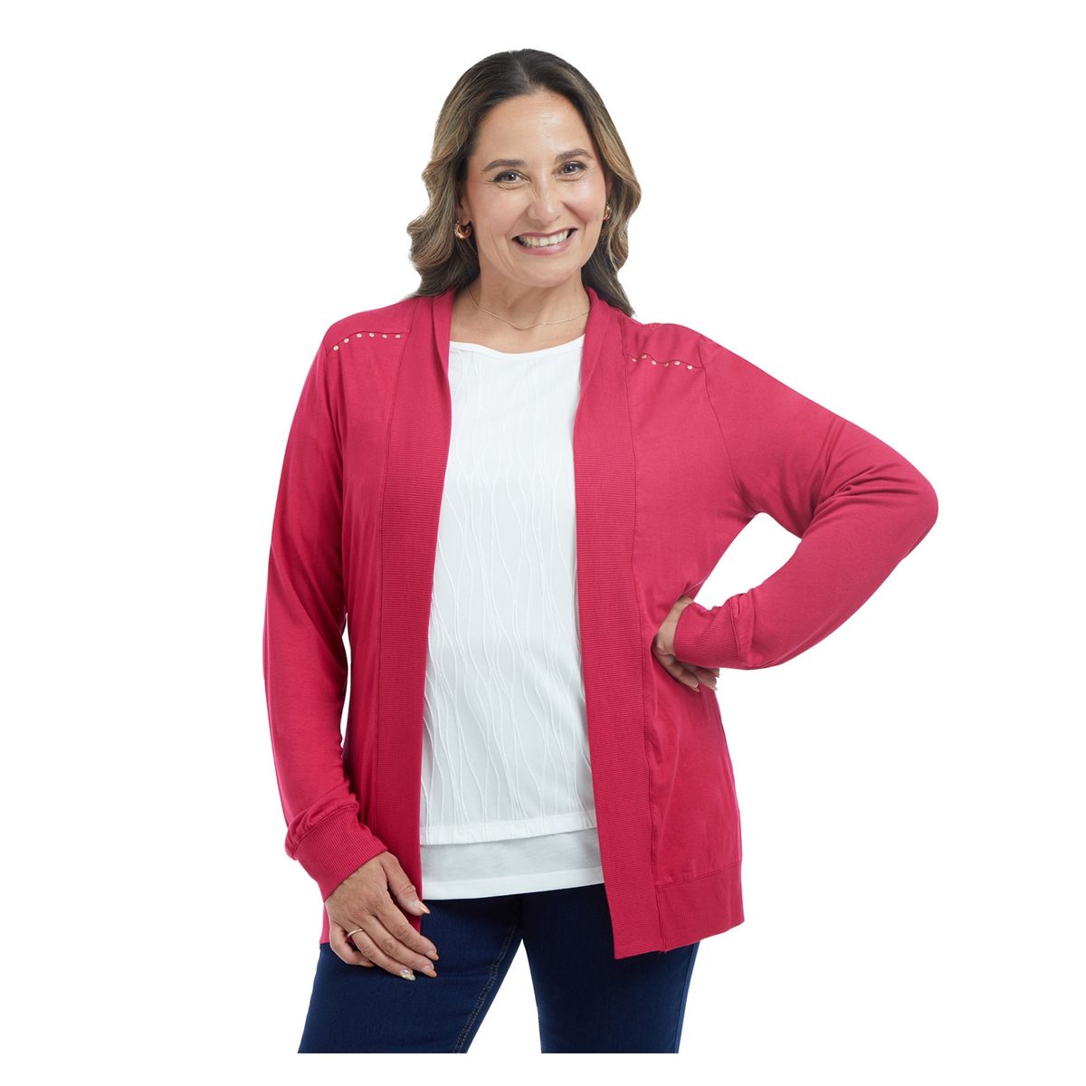 FASHION'S PARK - Polera Mujer Tapado Canesú Magenta Oscuro Fashion's Park