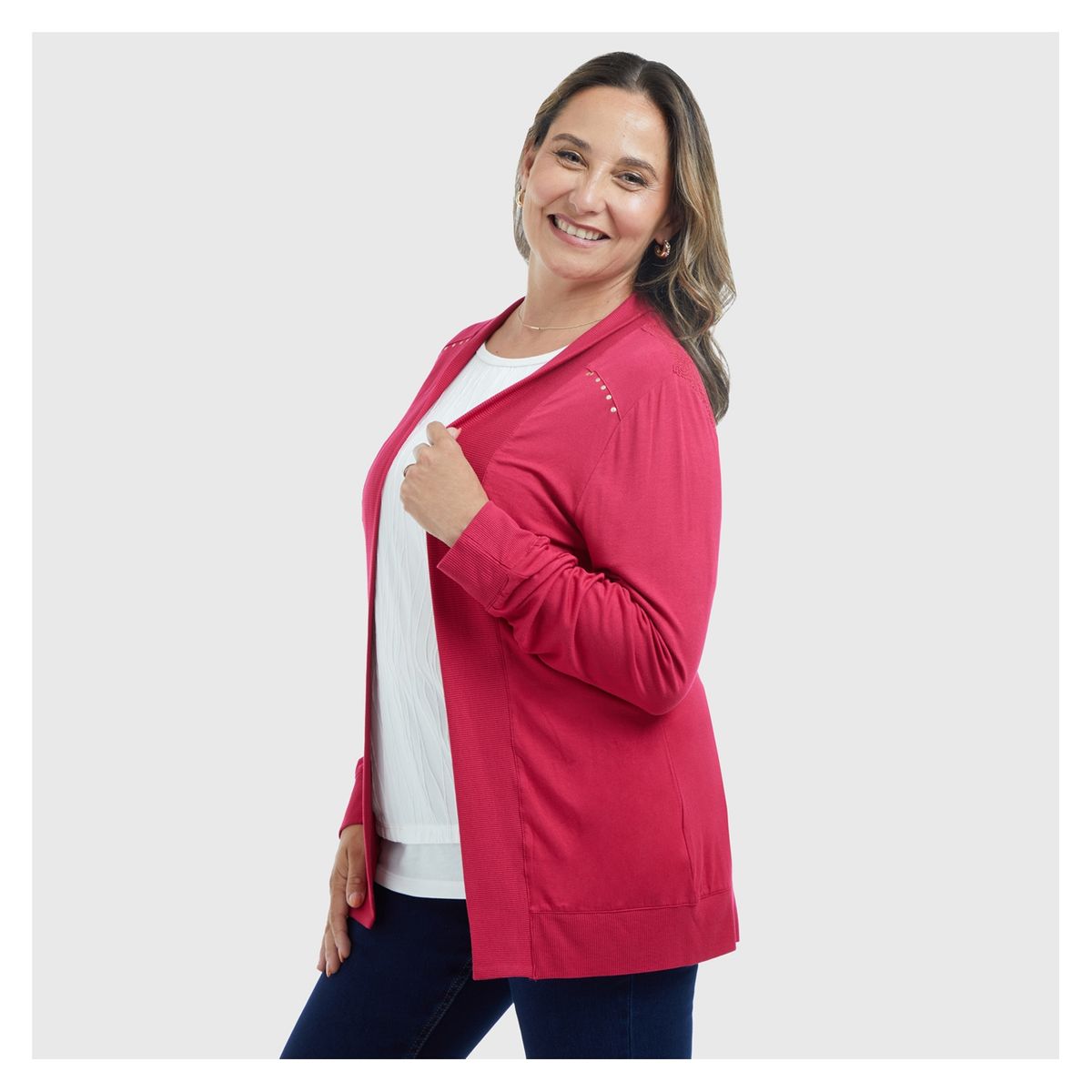 FASHION'S PARK - Polera Mujer Tapado Canesú Magenta Oscuro Fashion's Park