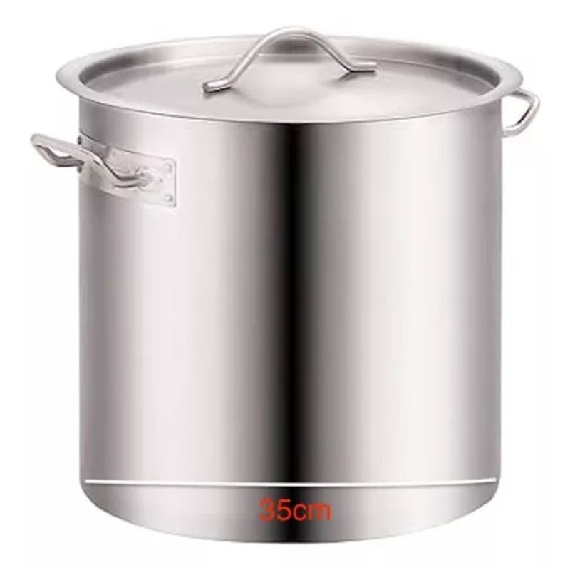 DEL FONDO - Fondo Acero Inoxidable Olla Grande 35CM Con Tapa 40L