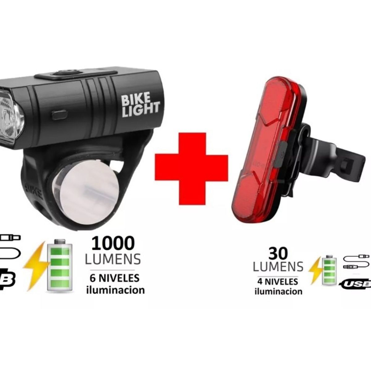 GENERICO - Luz Delantera Y Trasera Para Bicicleta Recargables Usb