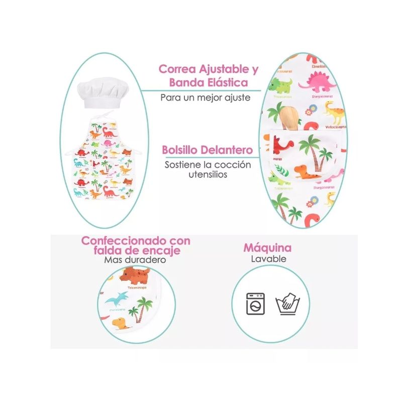 GENERICO - Juego Chef De Cocina Para Niño Rol De Chef Disfraz 11pzs
