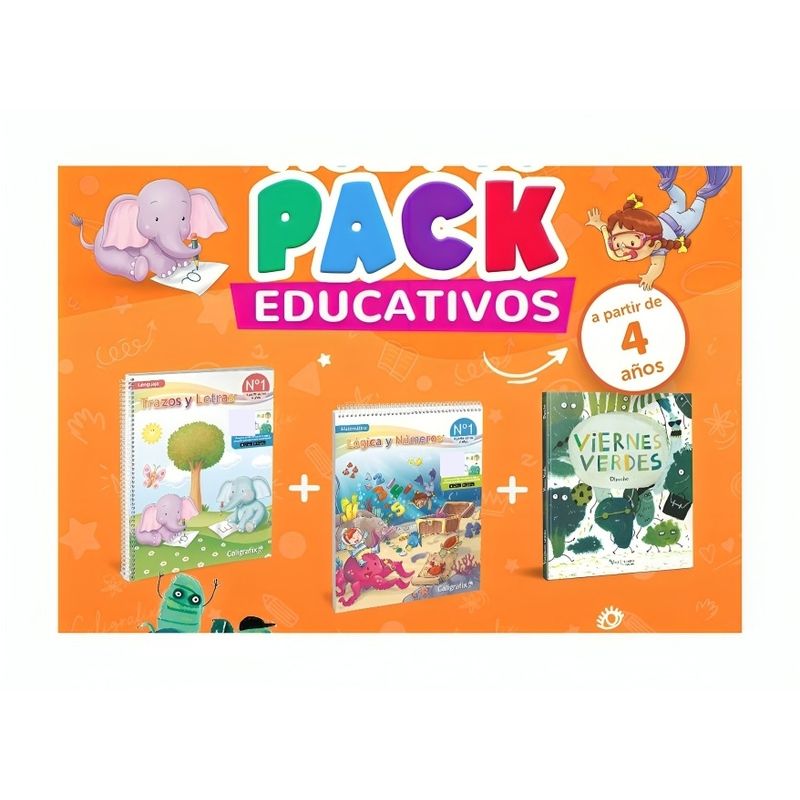 TOP10BOOKS - TEXTO PACK PREKINDER TRAZOS Y LETRAS 1 + LÓGICA Y NÚMEROS 1 + VIERNES VERDES /
