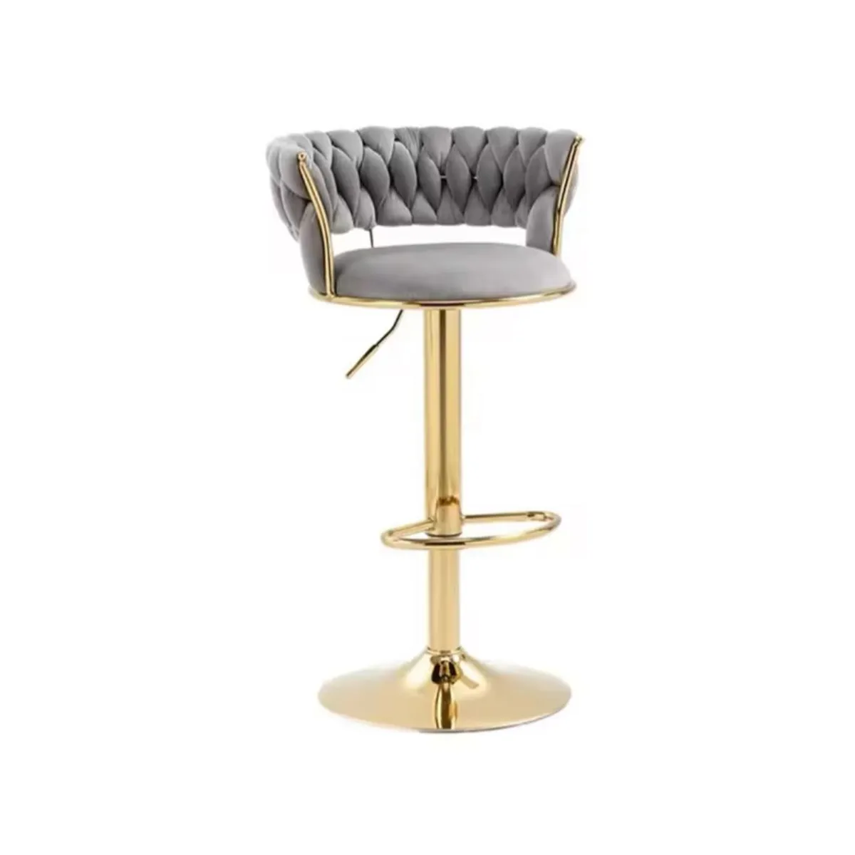 HABITA2 CHILE - Taburete Queen acolchado Gris base metal gold