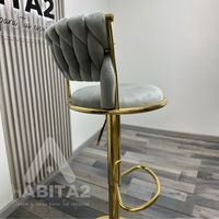 Taburete Queen acolchado Gris base metal gold