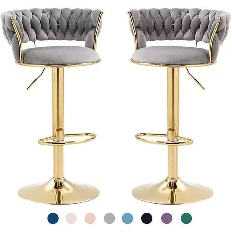 GENERICO - Taburete Queen Gold Gris - 2 Unidades