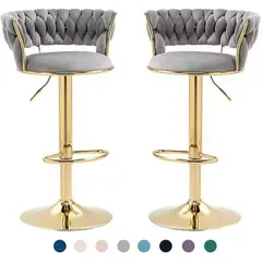 GENERICO - Taburete Queen Gold Gris - 2 Unidades