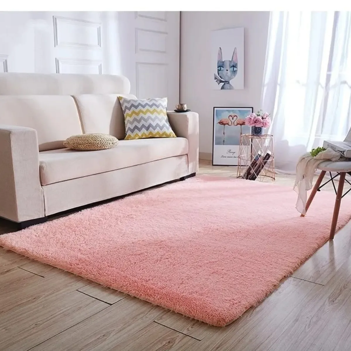 ANGELES DEL HOGAR - Alfombras peludas tipo Shaggy 200x300 cm Rosado