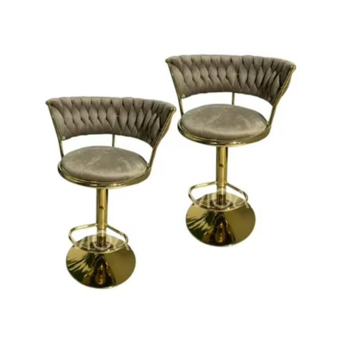 HABITA2 CHILE - Pack 2 taburetes terciopelo beige base dorada Queen