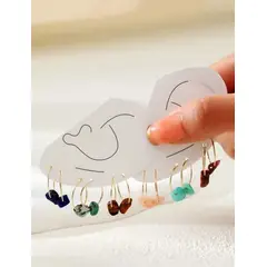 GENERICO - Pendientes con diseño de piedra imitación diamante