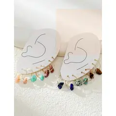 GENERICO - Pendientes con diseño de piedra imitación diamante