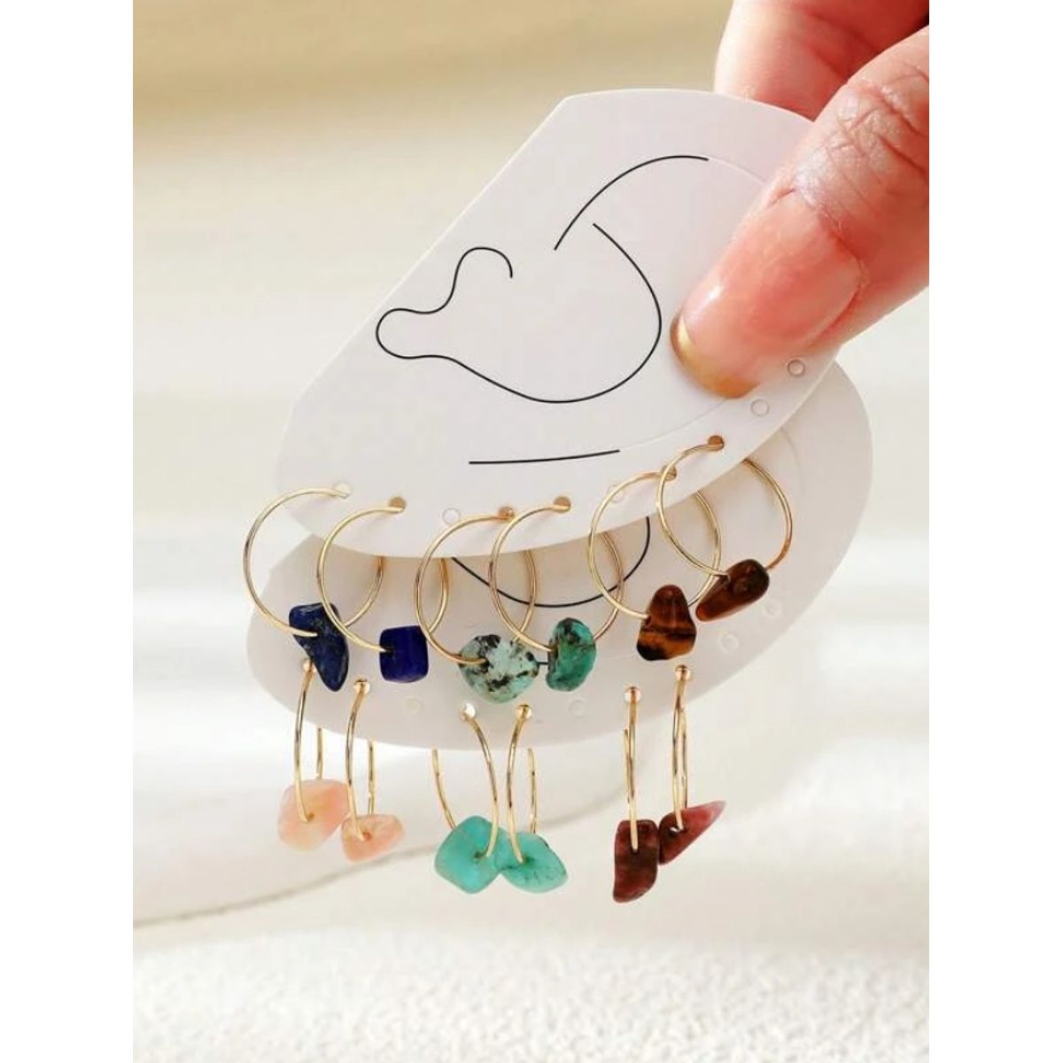 GENERICO - Pendientes con diseño de piedra imitación diamante