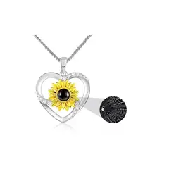 GENERICO - Collar Girasol Te Amo En 100 Idiomas Para Mujer Novia Pareja