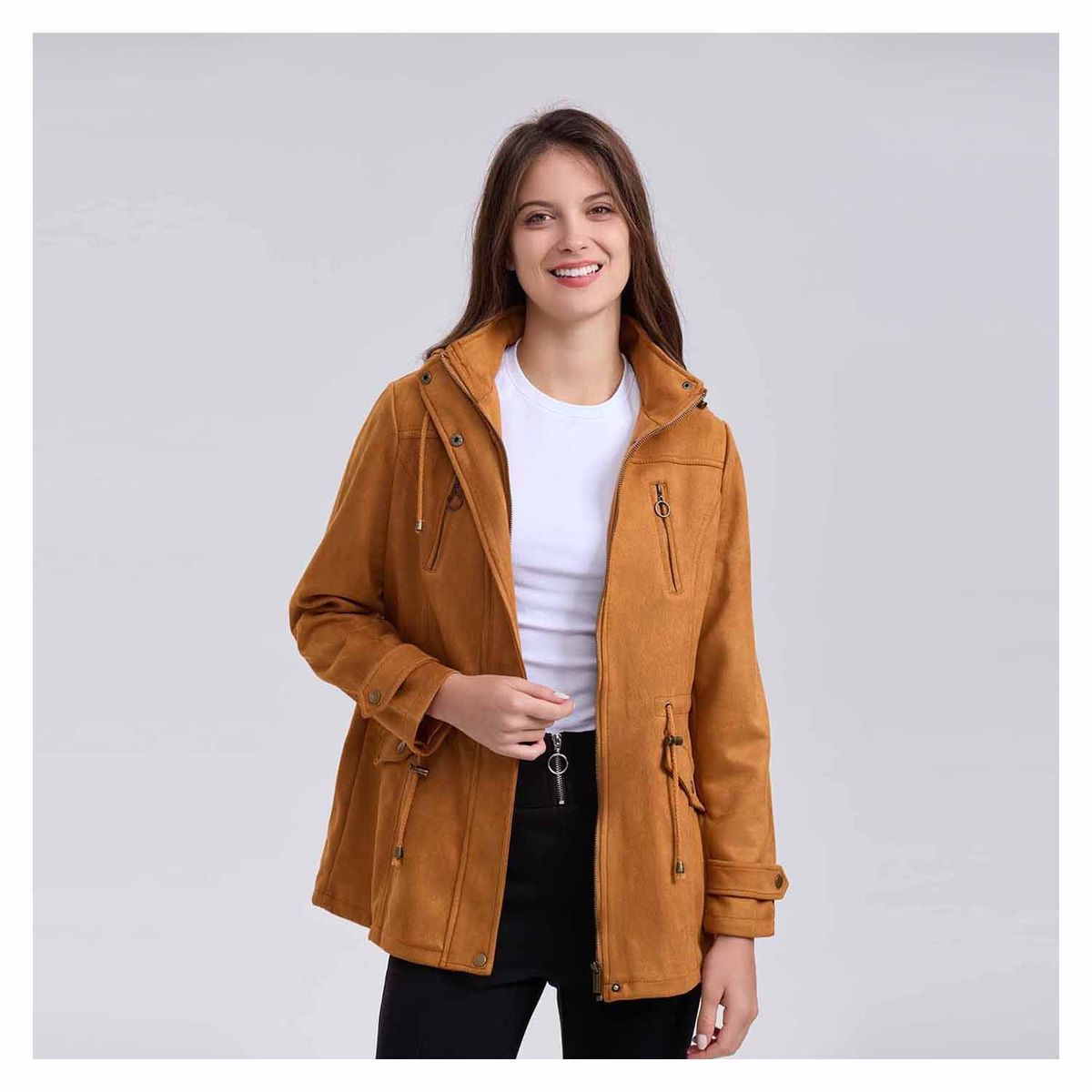 FASHION'S PARK - Chaqueta Mujer Gamuza Camel Oscuro Fashion's Park