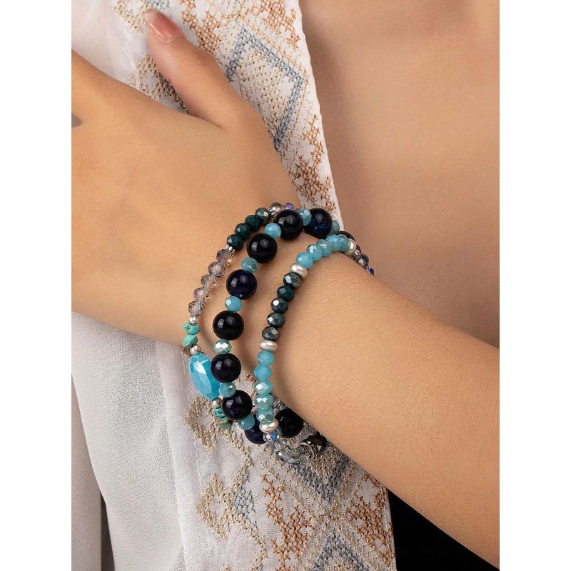 GENERICO - Pulsera con cuenta de color combinado en tonos azules