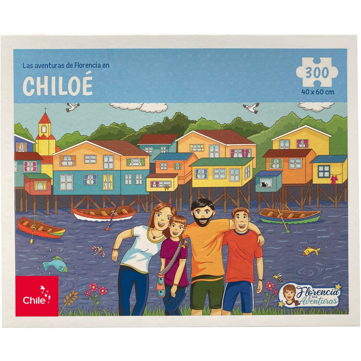 FLORENCIA Y SUS AVENTURAS - Libro Pintemos Chile con Florencia + Rompecabezas Chiloé