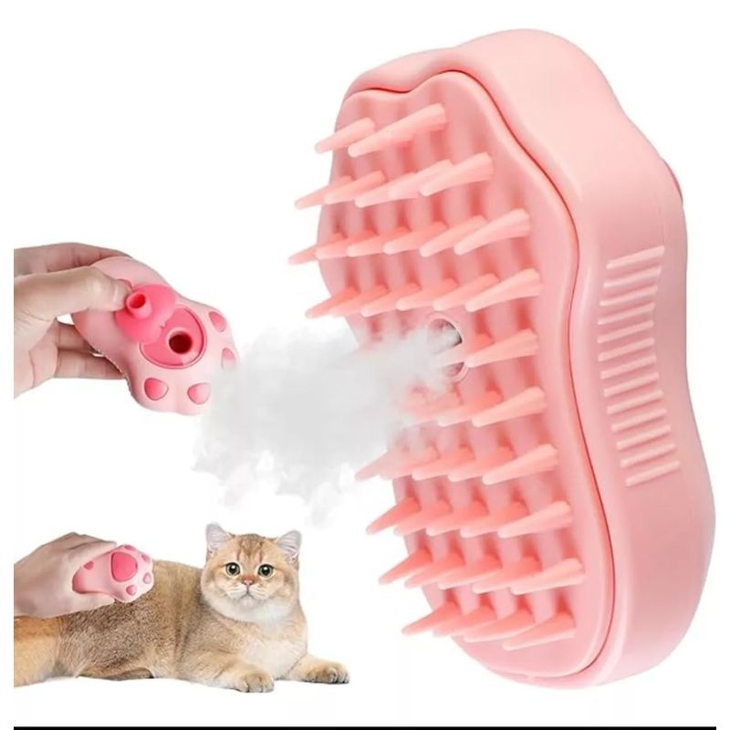 GENERICO - Cepillo De Vapor Vaporizado 3 En 1 Para Gatos Color Rosado