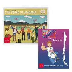 FLORENCIA Y SUS AVENTURAS - Libro Pintemos Chile con Florencia + Rompecabezas San Pedro