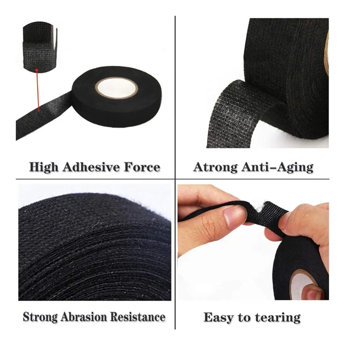 GENERICO - 2 Cinta Tela Franela Arnes Cableado Audio Automotriz 15m x 19mm