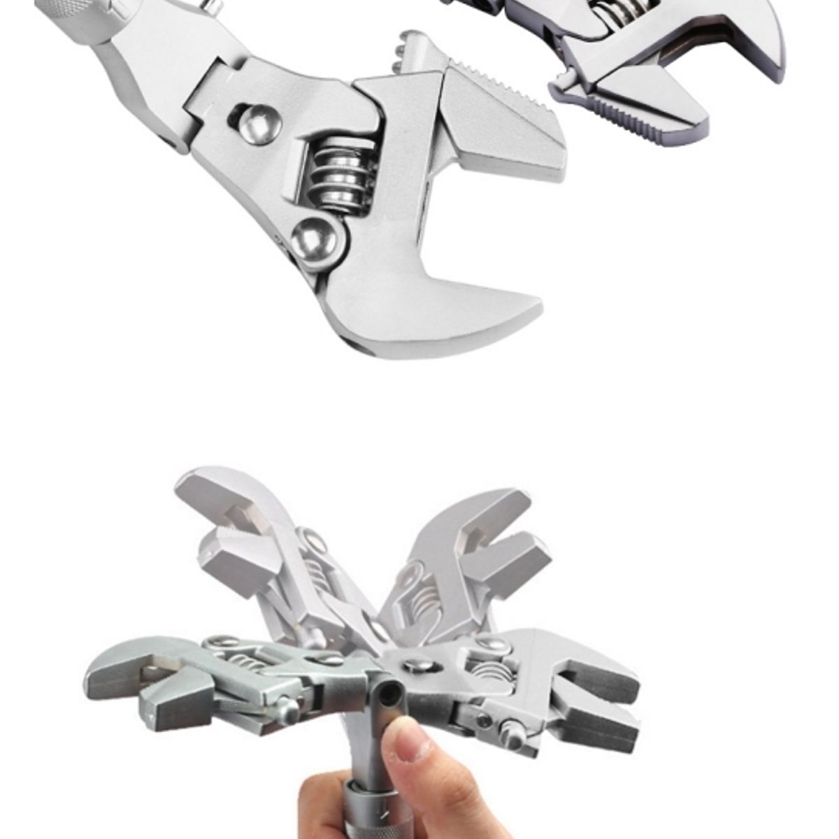 GENERICO - Llave Retráctil Francés Y Trinquete Cabezal Gira 180° Plegable