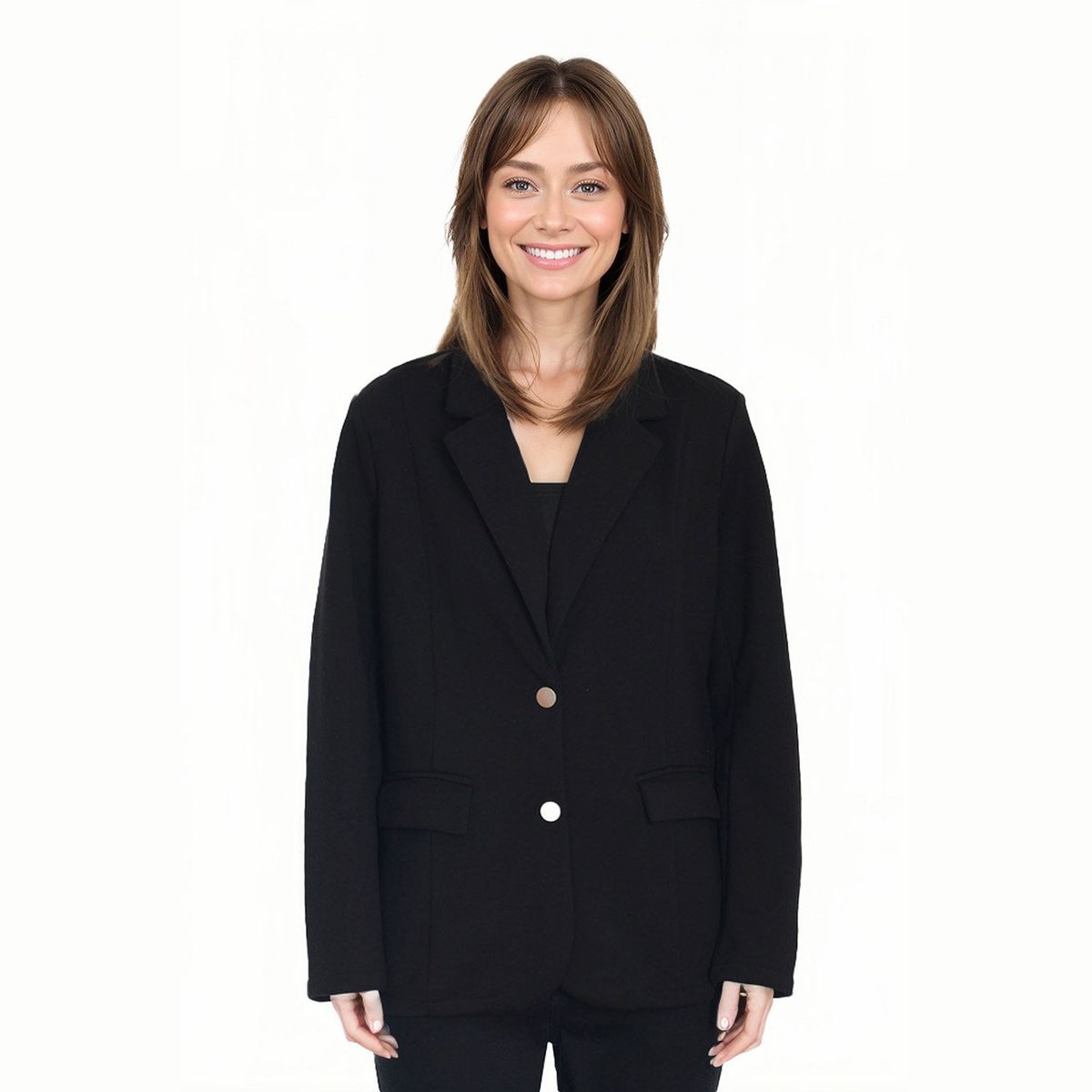 FASHION'S PARK - Blazer Mujer Con Tapeta En Bolsillo Negro Fashion's Park