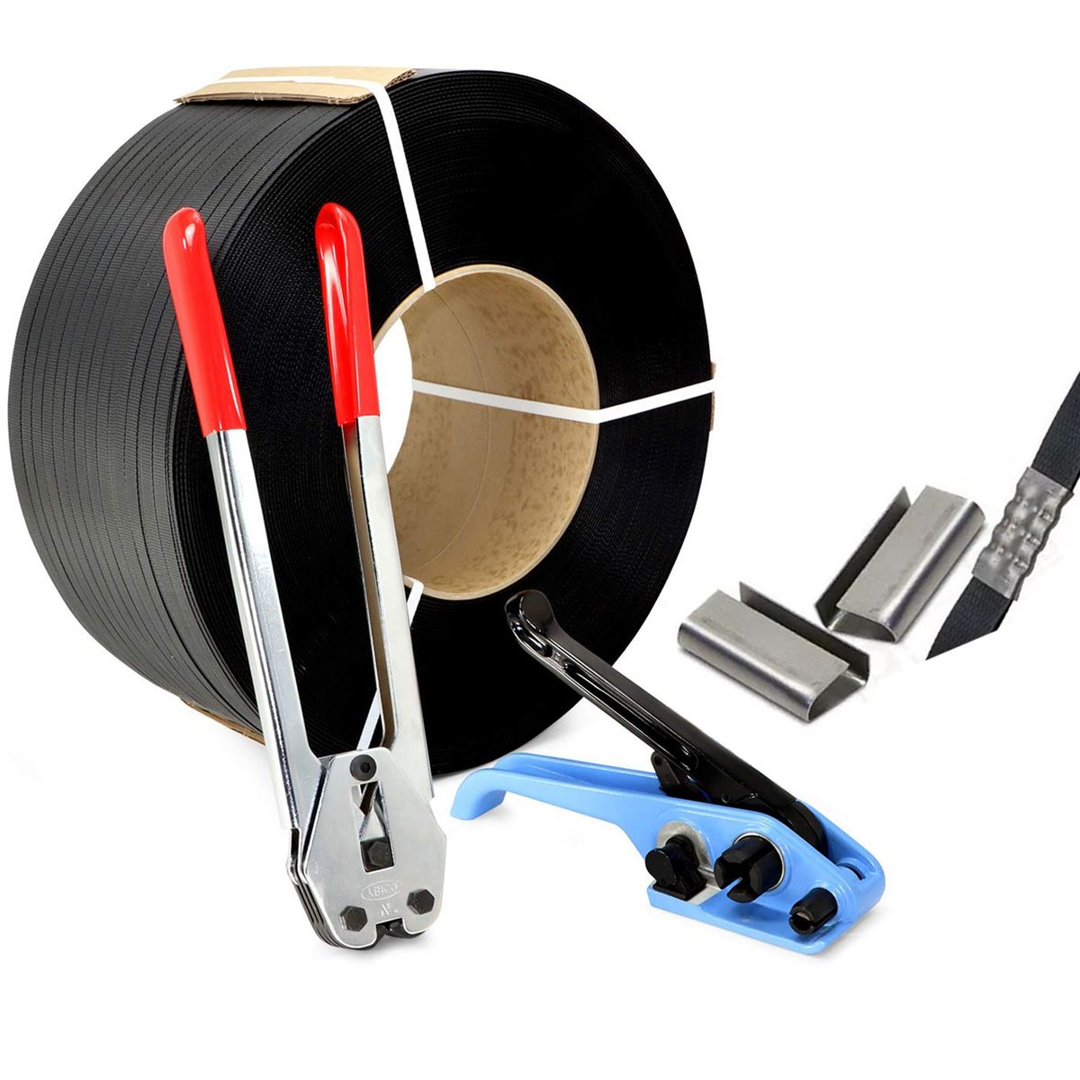 KUANGYE - Kit Enzunchadora Manual 12 Mm/ Zuncho Plástico Negro Sellos