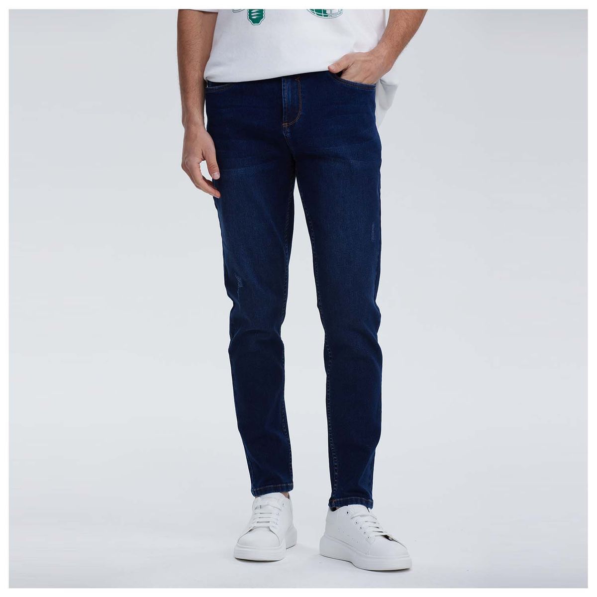 FASHION'S PARK - Jeans Hombre Skinny Desgaste Azul Oscuro Fashion's Park