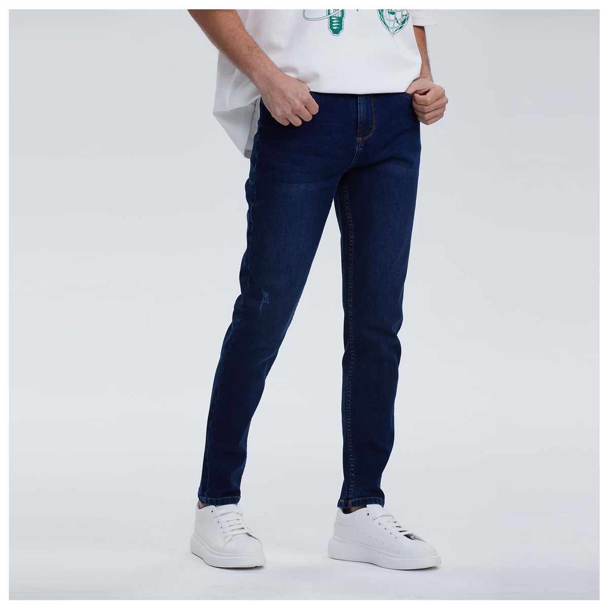 FASHION'S PARK - Jeans Hombre Skinny Desgaste Azul Oscuro Fashion's Park