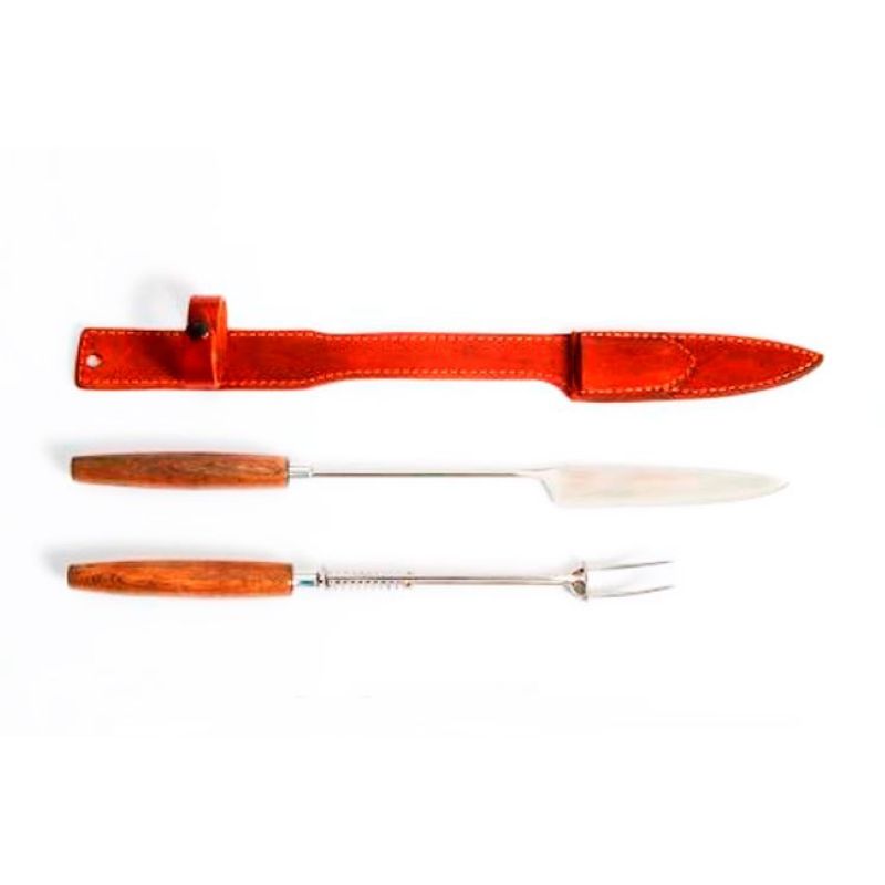 GENERICO - Juego Parrillero Cuchillo Tenedor con Expulsor J060