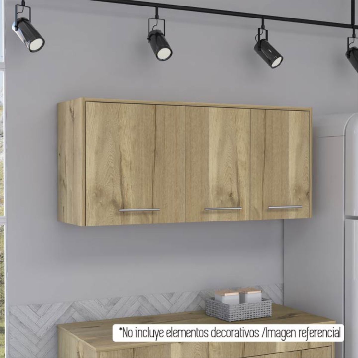 FMFURNITURE - Mueble Mural 3 Puertas Blanco 113.5x63.1x36.1 cm